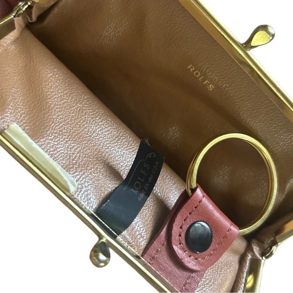 Vintage Rolfs Genuine Leather coin purse -mahogany brown  - MADE IN USA